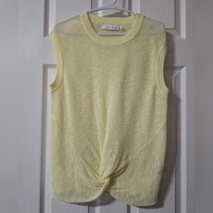 Bishop & Young Twist Front Sleeveless Sweater Top/Vest, Lightweight, Semi Sheer.